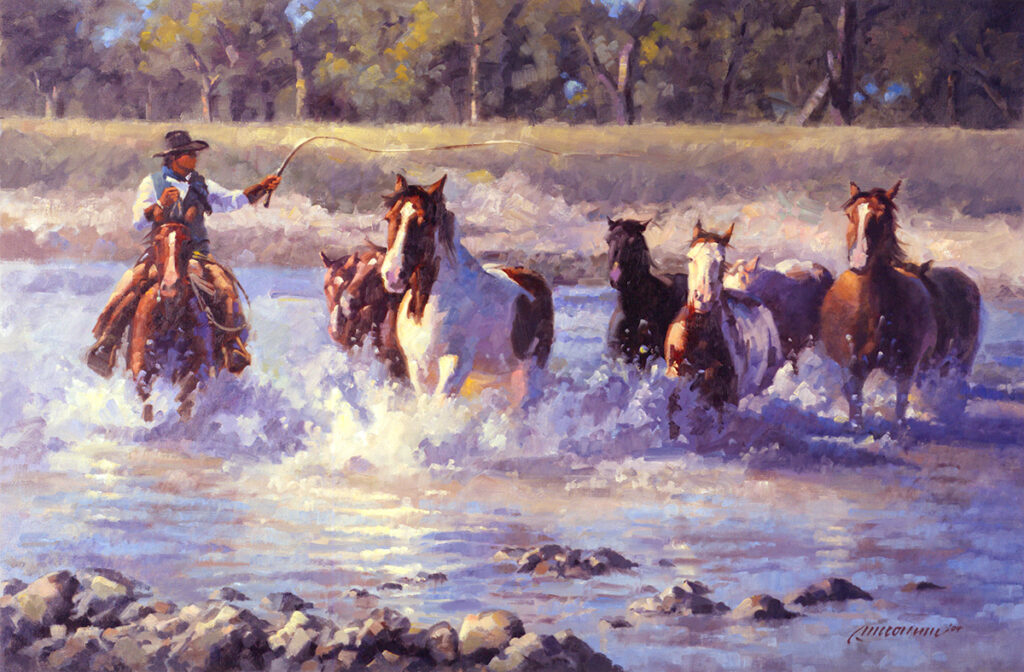 Running the Cheyenne, oil painting by Rick McCollum